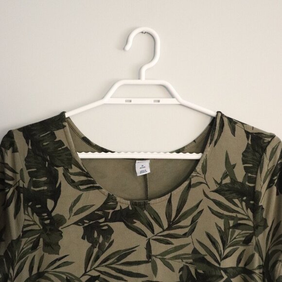 Old Navy Women's MP Green Floral T-Shirt Crew Short Sleeve Stretch Midi Dress - Picture 4 of 9